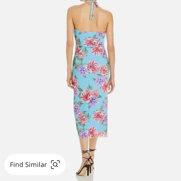 AFRM Light Blue Floral Cross Halter Dress - Picture 2 of 3